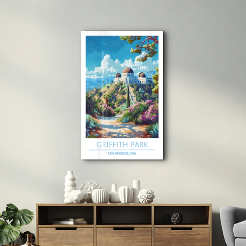 Griffith Park-Los Angeles USA-Travel Posters | Glass Wall Art - Image 2