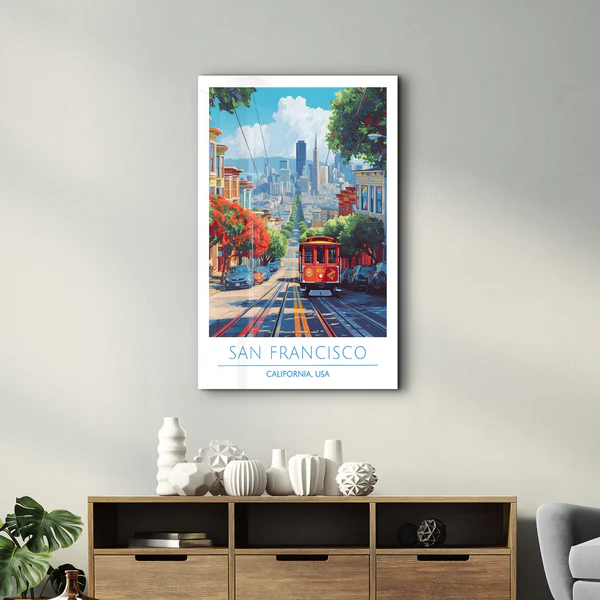 San Francisco-California USA-Travel Posters | Glass Wall Art - Image 2