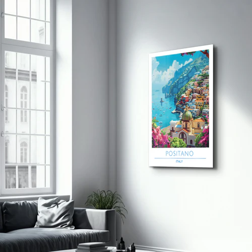 Positano Italy-Travel Posters | Glass Wall Art - Image 2