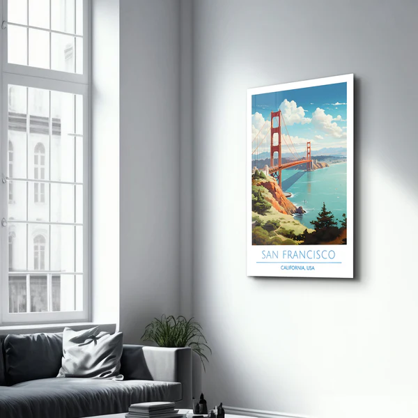 San Francisco-California USA-Travel Posters | Glass Wall Art - Image 2