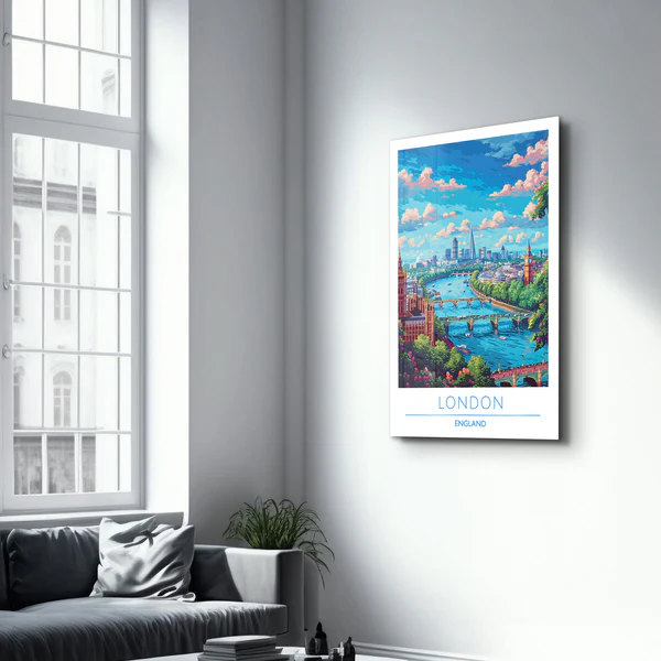 London England-Travel Posters | Glass Wall Art - Image 2