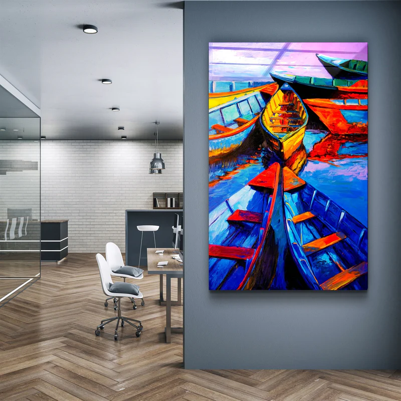 ・"Boats Meeting"・Glass Wall Art - Image 2