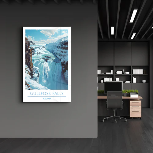 Gullfoss Iceland-Travel Posters | Glass Wall Art - Image 3