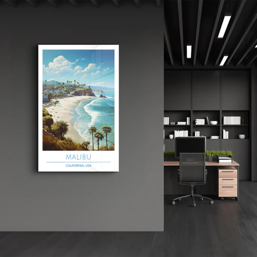 Malibu-California USA-Travel Posters | Glass Wall Art - Image 3