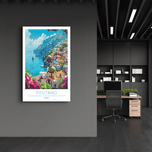 Positano Italy-Travel Posters | Glass Wall Art - Image 3