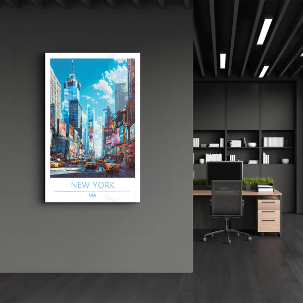 New York USA-Travel Posters | Glass Wall Art - Image 3