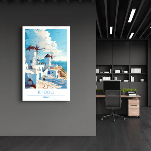 Rhodes Greece-Travel Posters | Glass Wall Art - Image 3