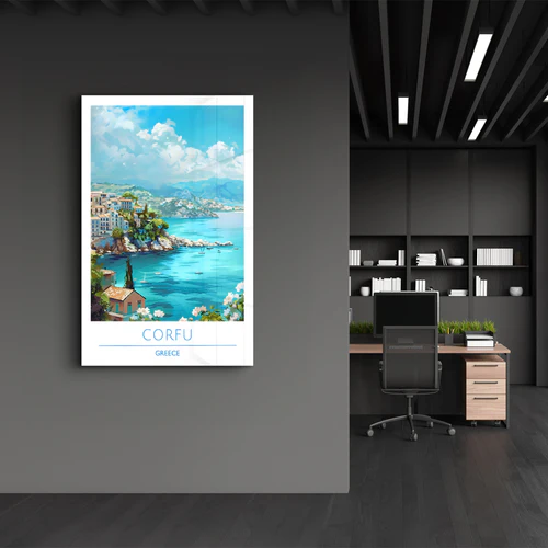 Corfu Greece-Travel Posters | Glass Wall Art - Image 3