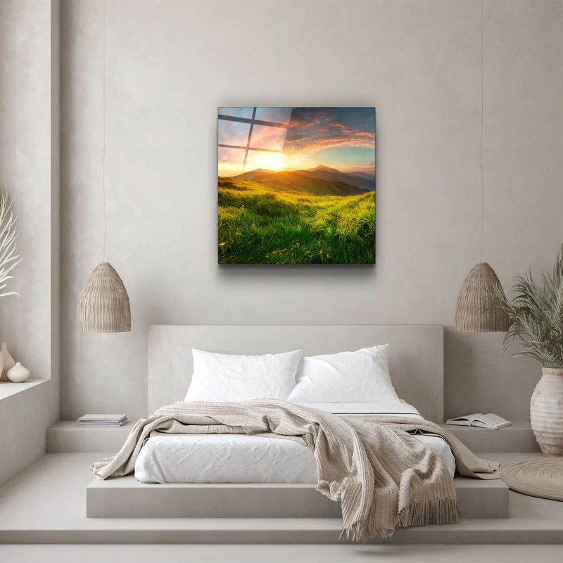 ・"Sunset Mountain"・Glass Wall Art - Image 3