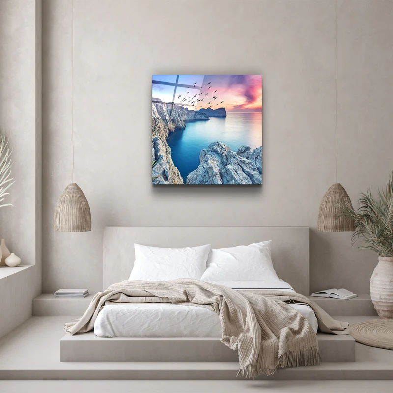 ・"Red Sunset"・Glass Wall Art - Image 3