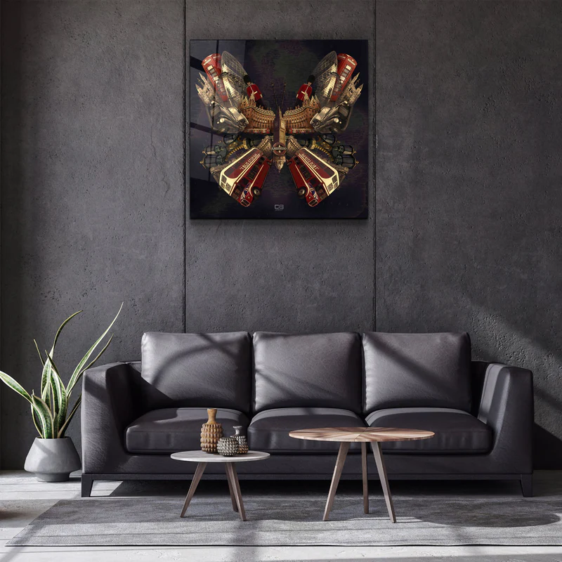 ・"Butterfly London"・Designers Collection Glass Wall Art - Image 2