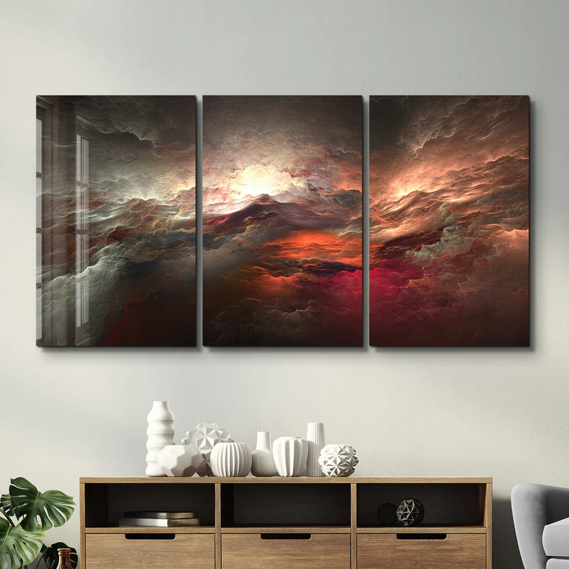 ・"Red Sky - Trio"・Glass Wall Art - Image 3