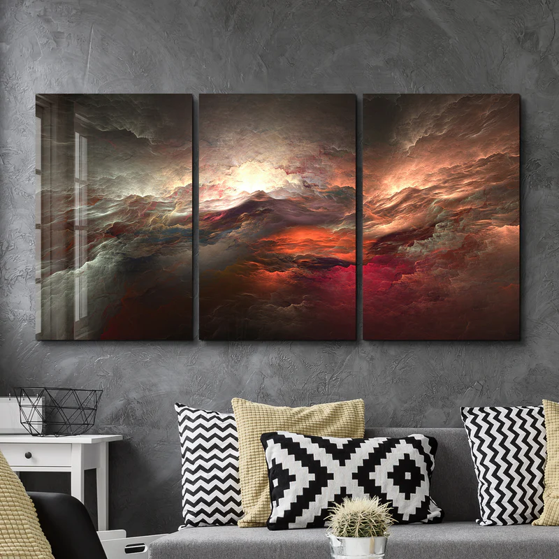 ・"Red Sky - Trio"・Glass Wall Art - Image 2