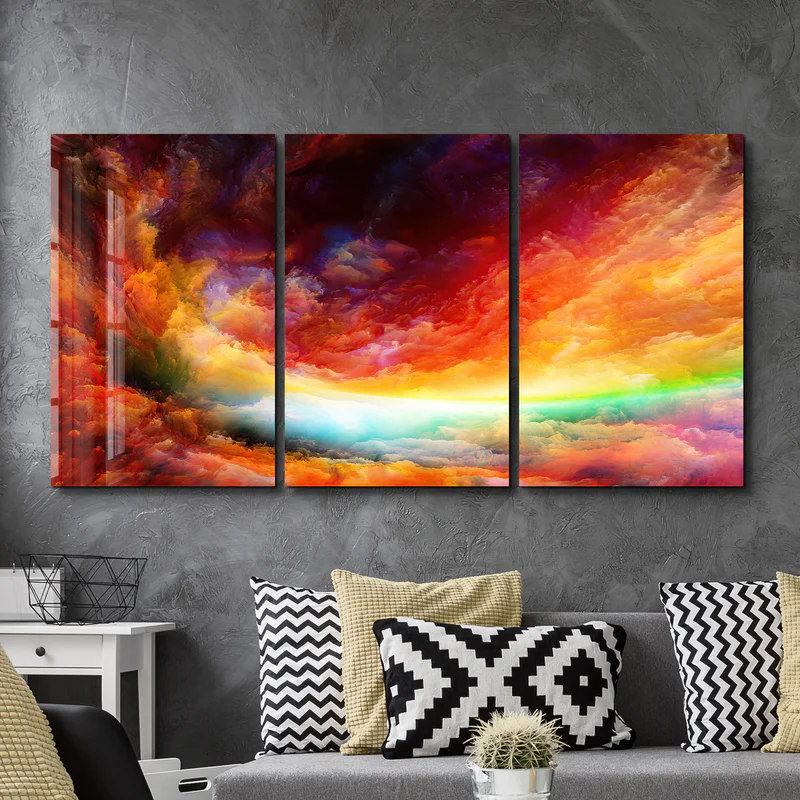 ・"Rainbow Clouds - Trio"・Glass Wall Art - Image 2