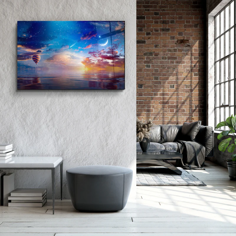 ・"The Crescent Moon Horizon"・Glass Wall Art - Image 3