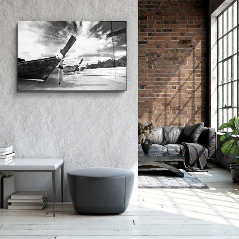・"Boats on the Beach"・Glass Wall Art - Image 3