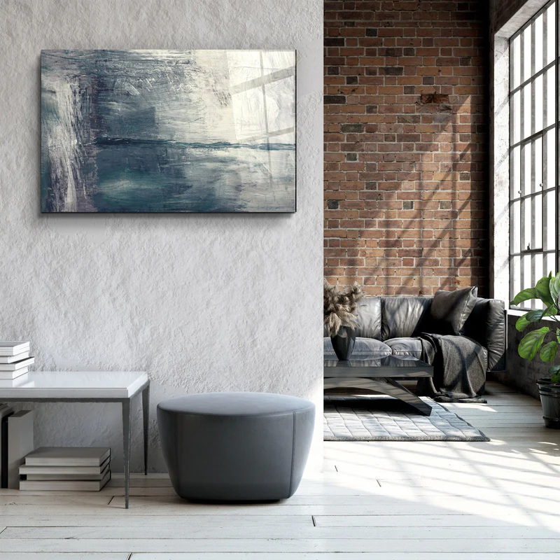 ・"Abstract Gray Sea"・Glass Wall Art - Image 3