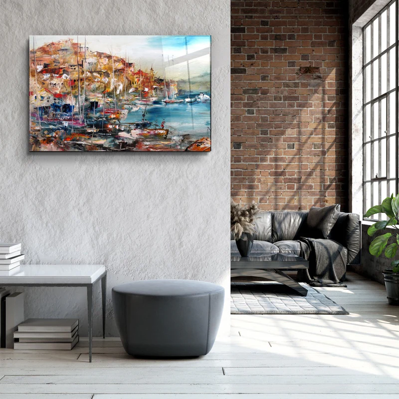 ・"Coastal Town"・Glass Wall Art - Image 3