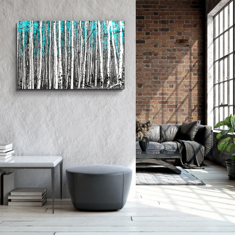 ・"Abstract White Trees V2"・Glass Wall Art - Image 3