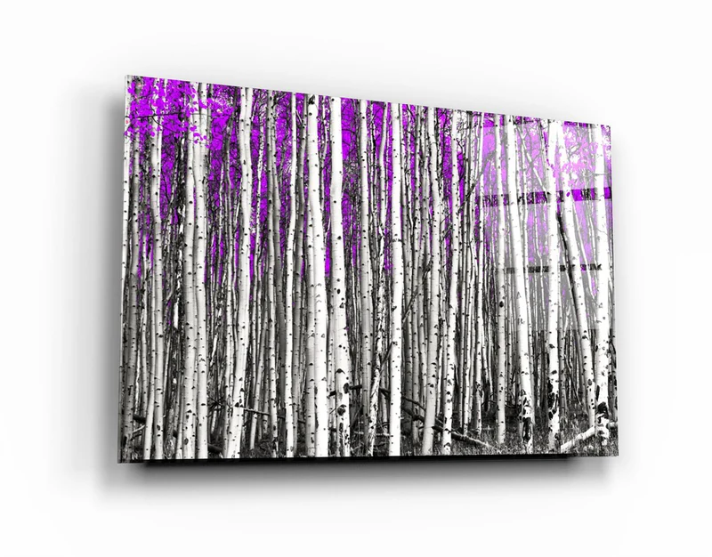 ・"Abstract White Trees V3"・Glass Wall Art