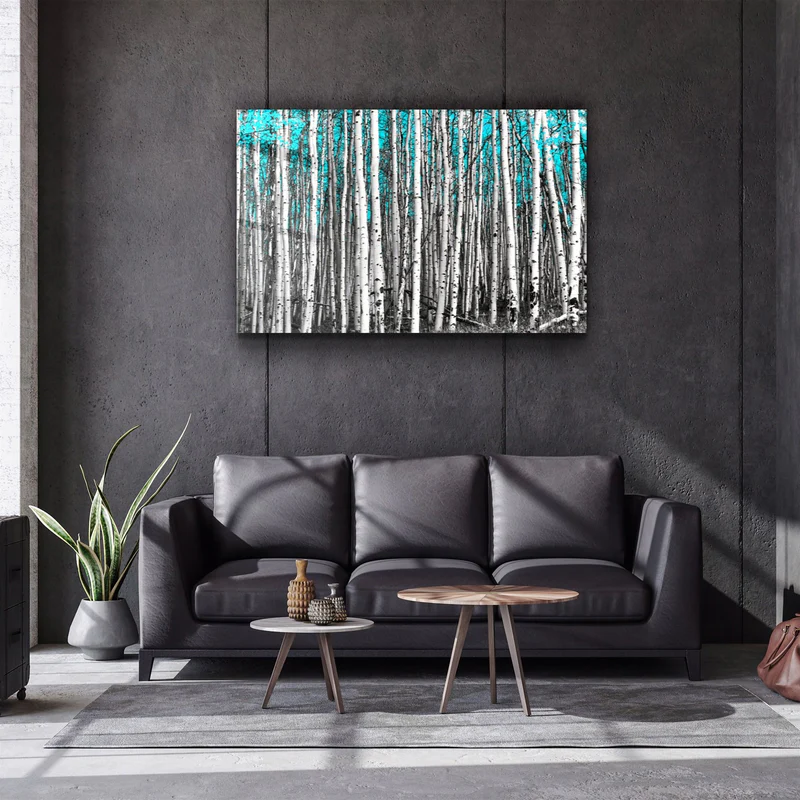 ・"Abstract White Trees V2"・Glass Wall Art - Image 2