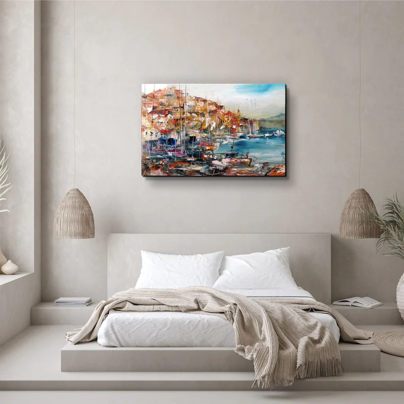 ・"Coastal Town"・Glass Wall Art - Image 2