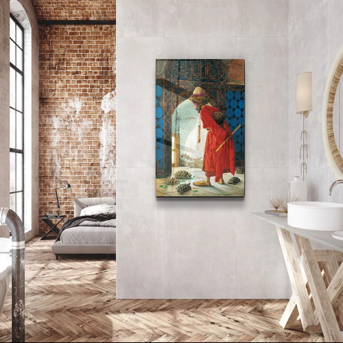 ・"The Tortoise Trainer 1906 Osman Hamdi"・Glass Wall Art - Image 3