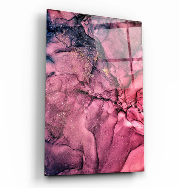 ・"Pink Wave Pattern"・Glass Wall Art
