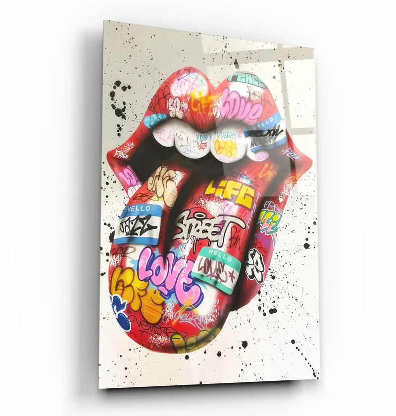 ・"Tongue - Red"・Designer's Collection Glass Wall Art