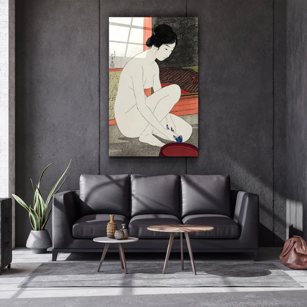 ・"Goyō Hashiguchi art print, Yokugo no onna painting (1915)"・Glass Wall Art - Image 2