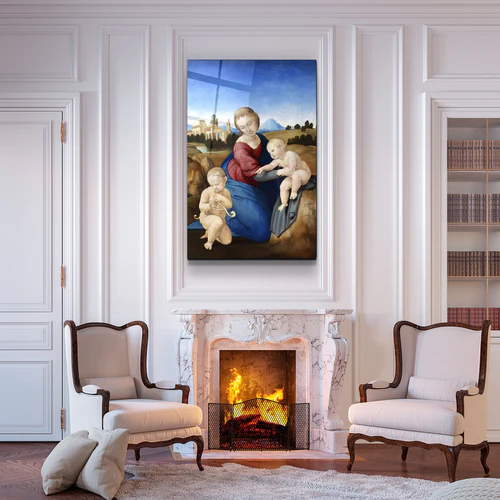 ・"Raphael's Madonna and Child with the Infant Saint John (1508)"・Glass Wall Art - Image 2