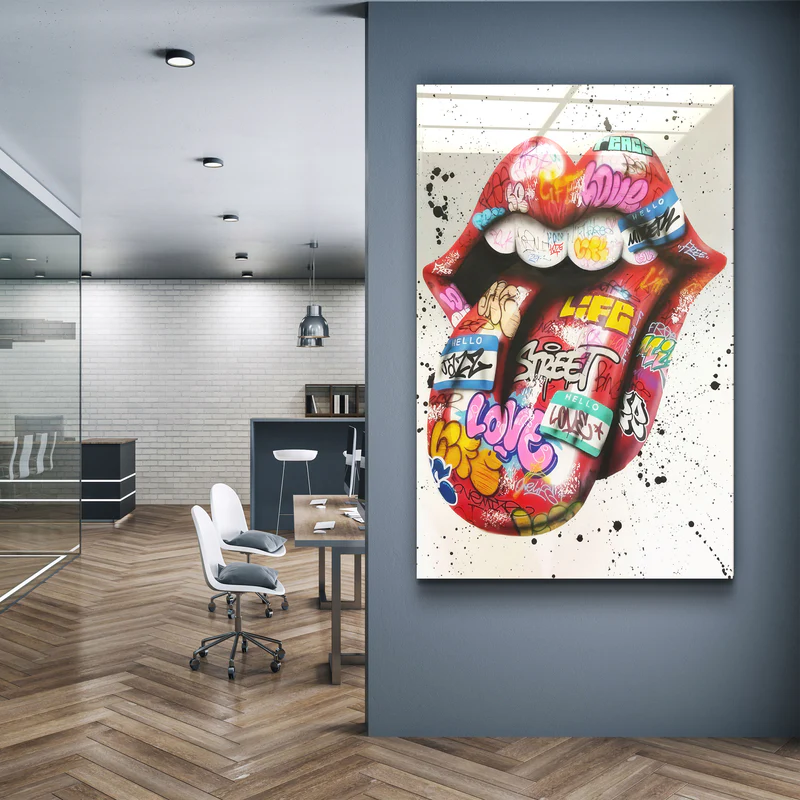 ・"Tongue - Red"・Designer's Collection Glass Wall Art - Image 2