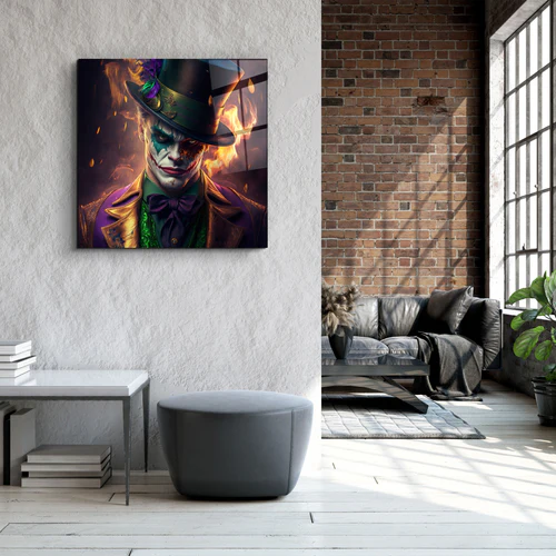 ."Joker of the Dark Side". Secret World Collection Glass Wall Art - Image 2