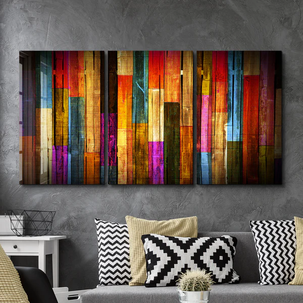 ・"Painted Wood - Trio"・Glass Wall Art - Image 2
