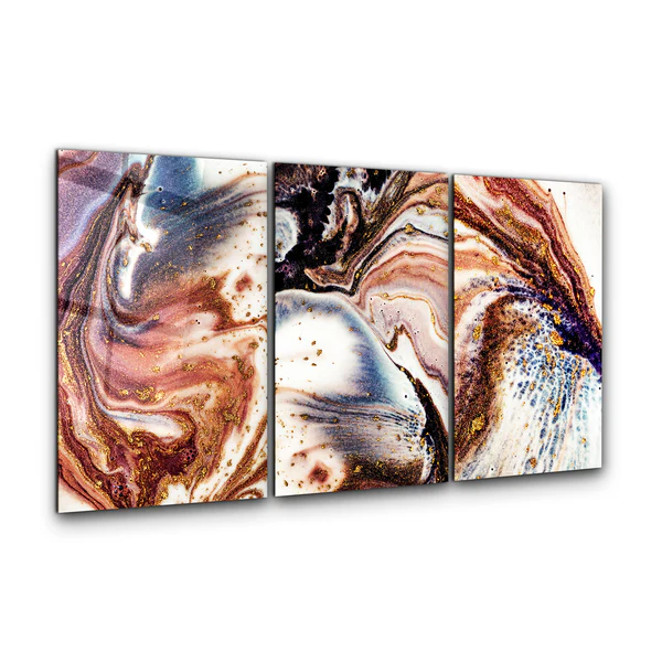 ・"Marble with Golden Dust - Trio"・Glass Wall Art - Image 3