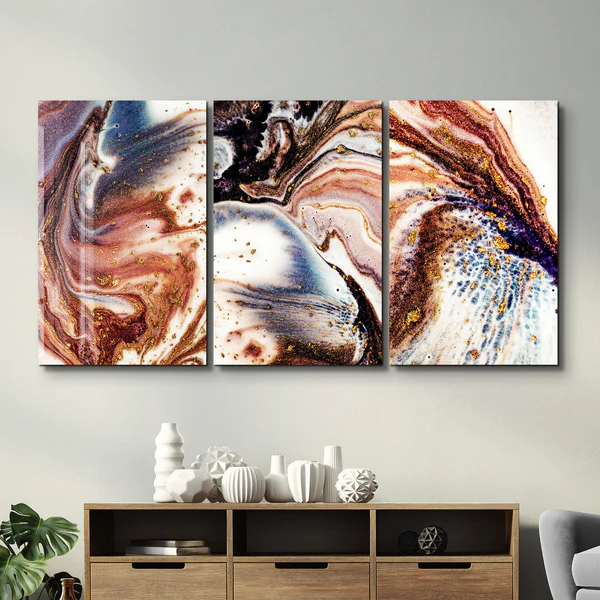 ・"Marble with Golden Dust - Trio"・Glass Wall Art - Image 2