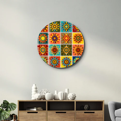・"Patchwork 2"・Rounded Glass Wall Art - Image 3