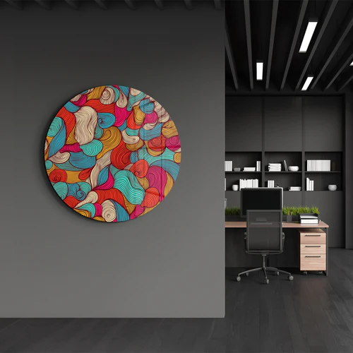 ・"Lines and Colors"・Rounded Glass Wall Art - Image 2