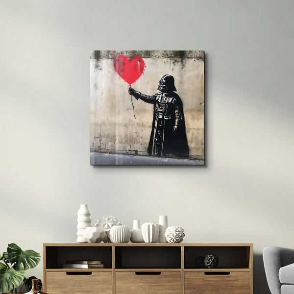 Banksy Style Love Baloon Street Art | Glass Wall Art - Image 2