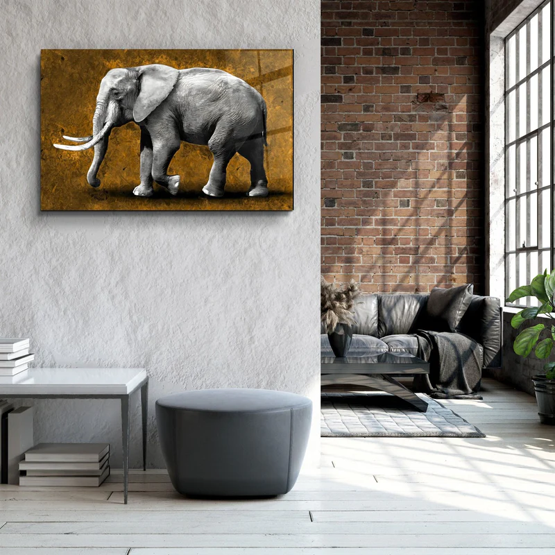・"Elephant Brown"・Glass Wall Art - Image 3