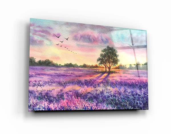 ・"Sunset Meadow Painting"・Glass Wall Art - Image 3