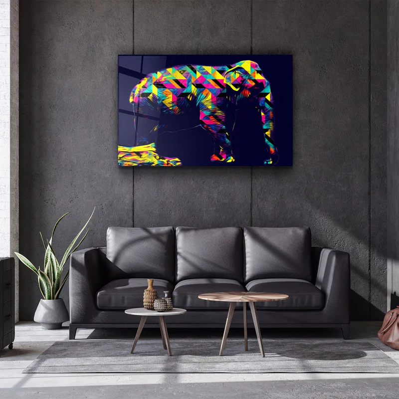 ・"Colormix Elephant"・Glass Wall Art - Image 2