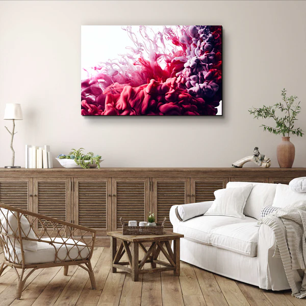 ・"Smokes - Red to Pink"・Glass Wall Art - Image 3